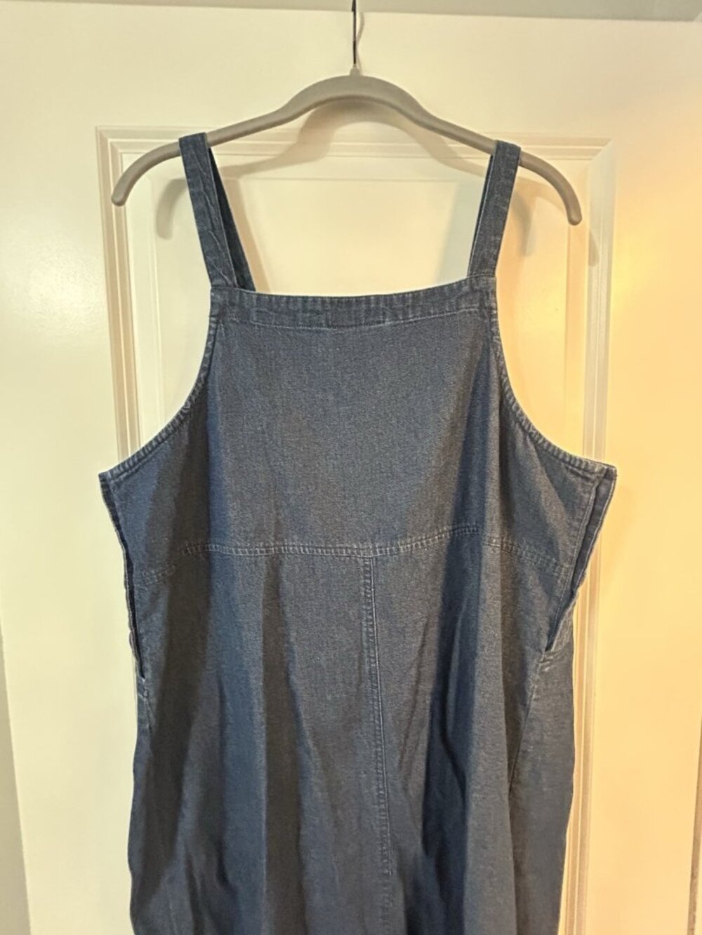 Vintage Christmas Dress Size Petite Medium Jean Denim Embroidered Midi Tacky Fun - Picture 11 of 13